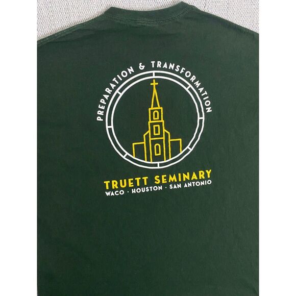 Baylor Truett Seminary Shirt Tee Green Mens 2XL Gildan Cotton Church - Picture 1 of 12